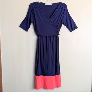 Latched Mama Blue Coral Colorblock Nursing Dress